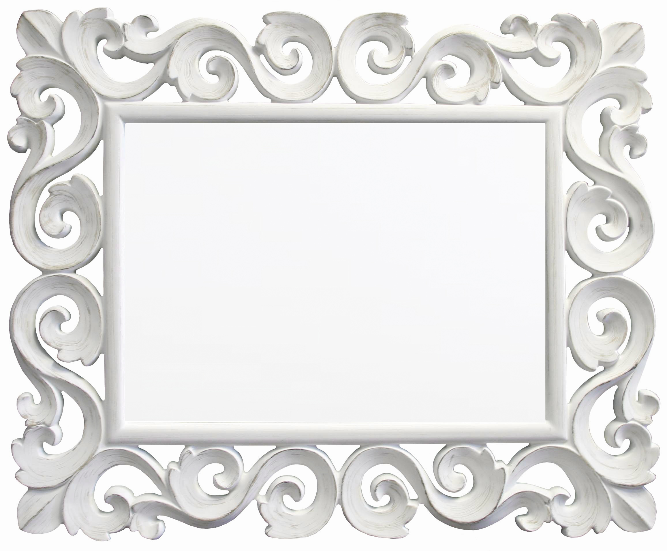 ZS064 Wall décor art mirror white tone classic ornate rectangular